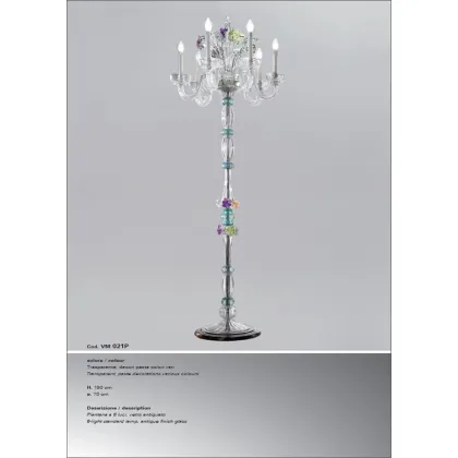 Zdjęcie Lampa podłogowa z sześcioma światłami z przezroczystego szkła – Il Paralume Marina