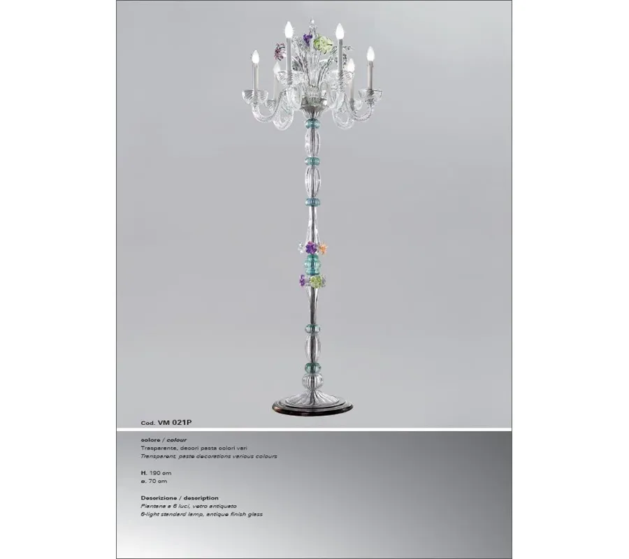 obrazek 1 Lampa podłogowa z sześcioma światłami z przezroczystego szkła – Il Paralume Marina