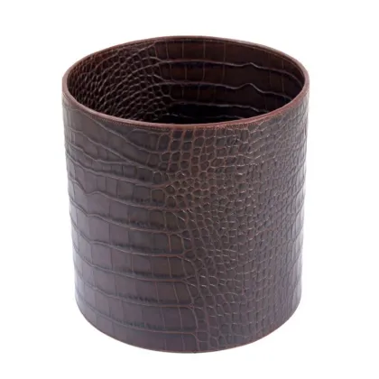 Zdjęcie Skórzany kosz na makulaturę - okrągły