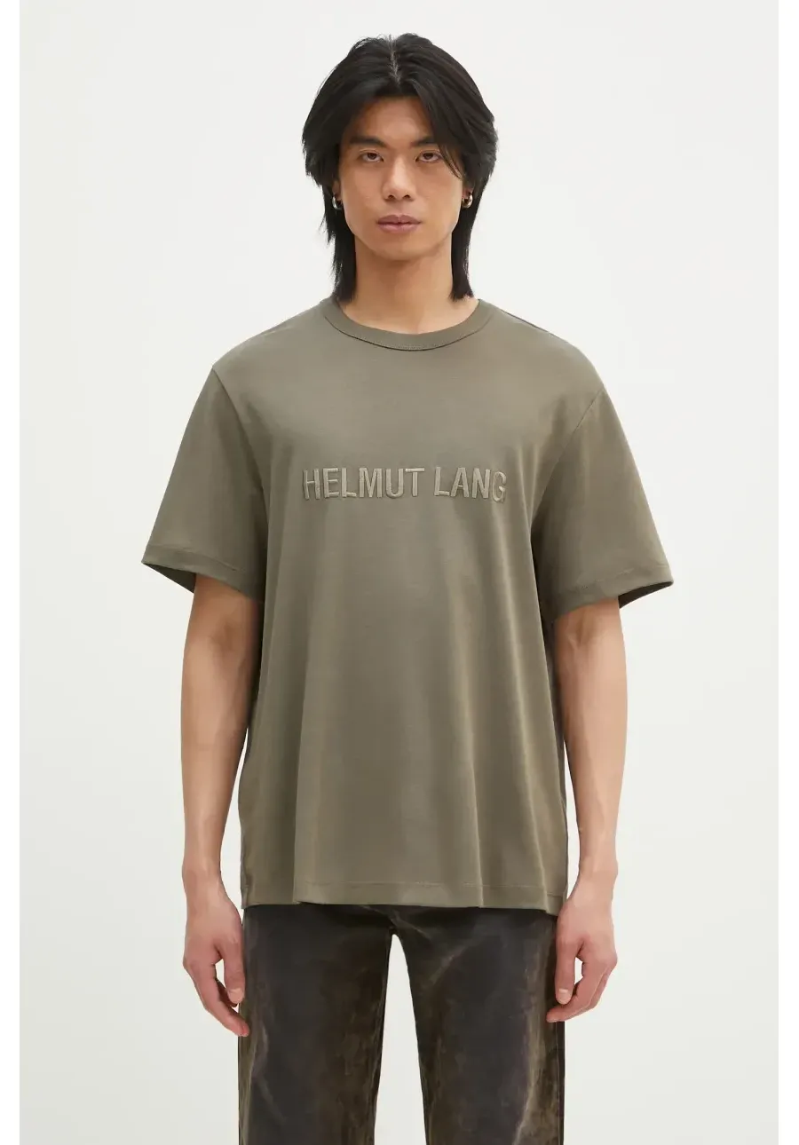 obrazek 1 Helmut Lang t-shirt bawełniany Logo Ov Tee.Hvy Ever męski kolor zielony z aplikacją O04HM599