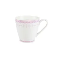 Zdjęcie Elegancki porcelanowy kubek zdobiony delikatnym różowym motywem z kolekcji HyggeLine – wariant 2 – Leander