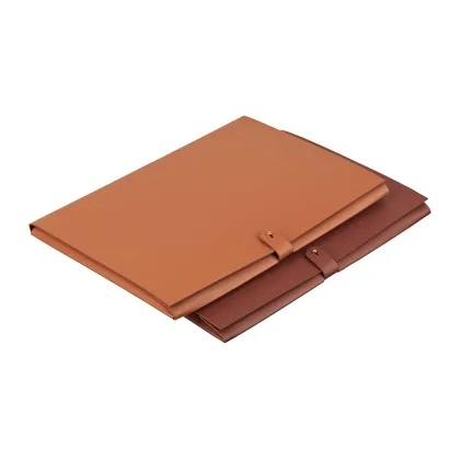 Picture A unique leather briefcase made of caramel brown leather