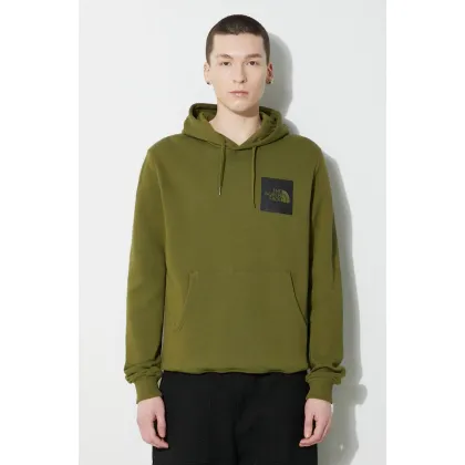Zdjęcie The North Face bluza bawełniana M Fine Hoodie męska kolor zielony z kapturem z nadrukiem NF0A5ICXPIB1