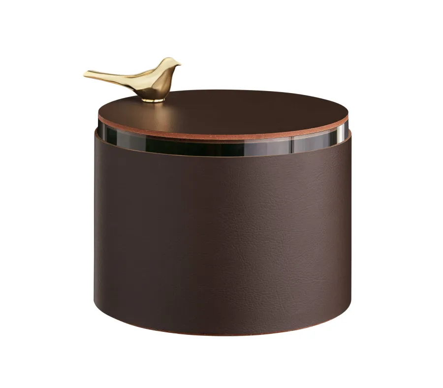 obrazek 1 Luksusowe skórzane pudełko Ø15xH10 cm w kolorze czekoladowym