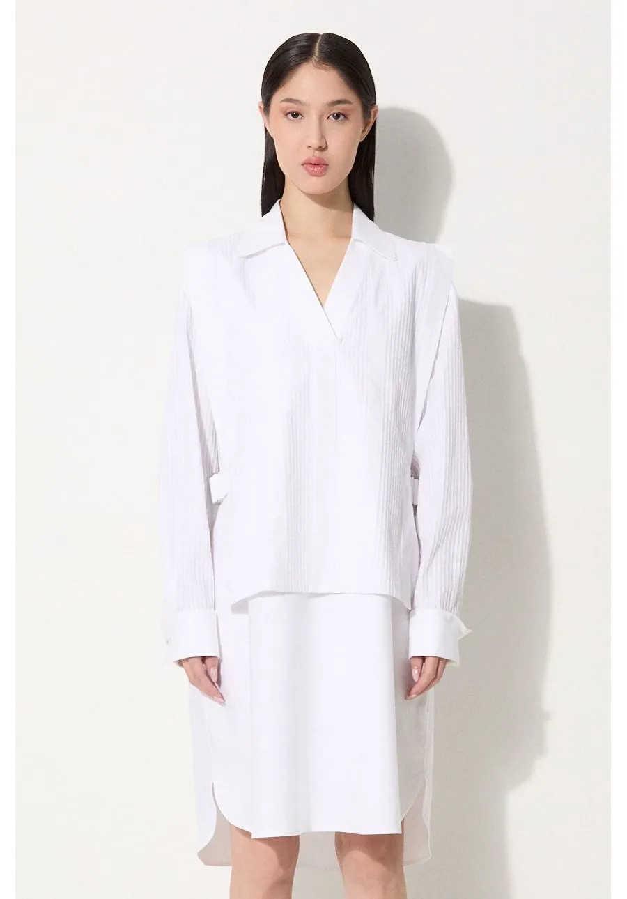 obrazek 1 Kenzo sukienka bawełniana Oxford Knee Shirting Dress kolor biały mini prosta FE62RO2919LO.01