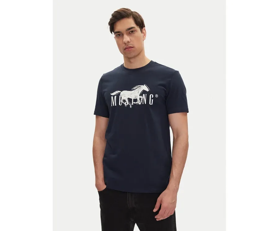 obrazek 1 Mustang T-Shirt Austin 1016279 Granatowy Regular Fit