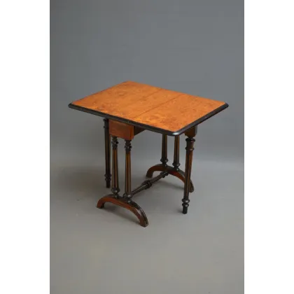 Zdjęcie Niezwykły wiktoriański - stół z opuszczanym blatem z hebonizowanym brzegiem -antyk