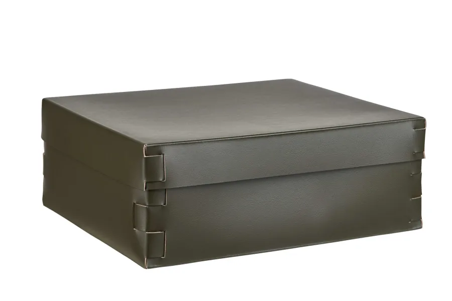 obrazek 1 Ciemnooliwkowe skórzane pudełko Snob 36x30xH13,5 cm