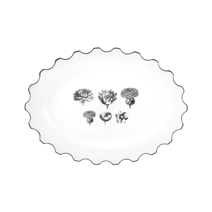 Zdjęcie Porcelanowy duży owalny talerz Herbariae z kolekcji inspirowanej pięcioma kwiatami – makiem, narcyzem, lotosem, dalią i ostem - Vista Alegre