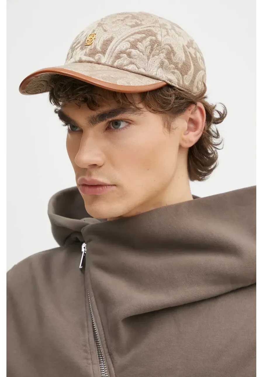 obrazek 1 Drôle de Monsieur czapka z daszkiem La Casquette Jacquard kolor beżowy wzorzysta G-CP166-VI014-BG