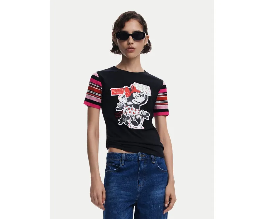 obrazek 1 Desigual T-Shirt Minnie 25SWTK39 Czarny Slim Fit