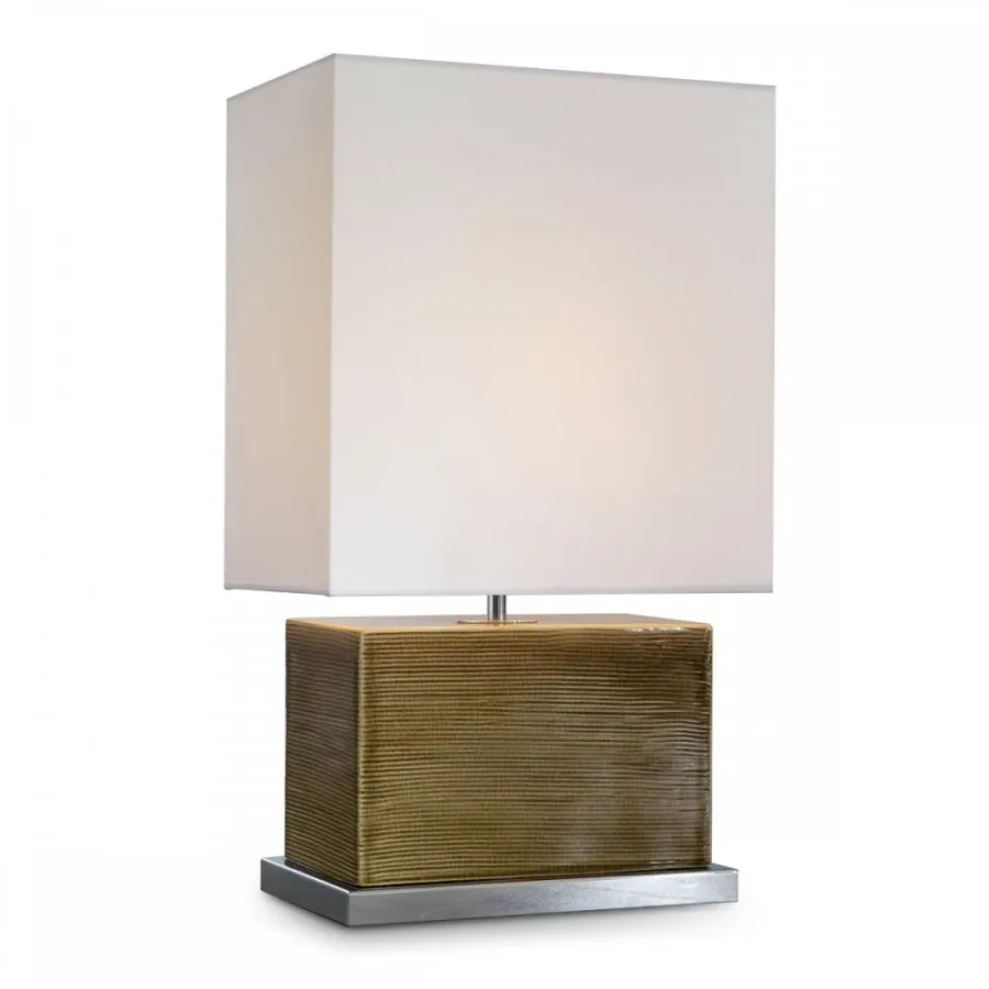 obrazek 1 Lampa stołowa z chromowaną mosiężną podstawą H.48xL.28xP.18 cm