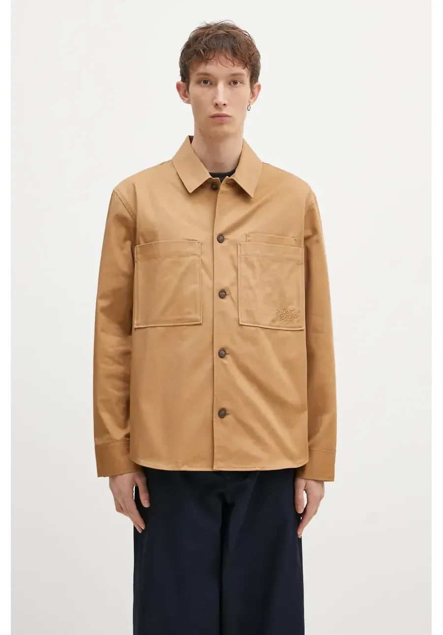 obrazek 1 Maison Kitsuné kurtka koszulowa Overshirt kolor beżowy przejściowa oversize MM00401WW0078