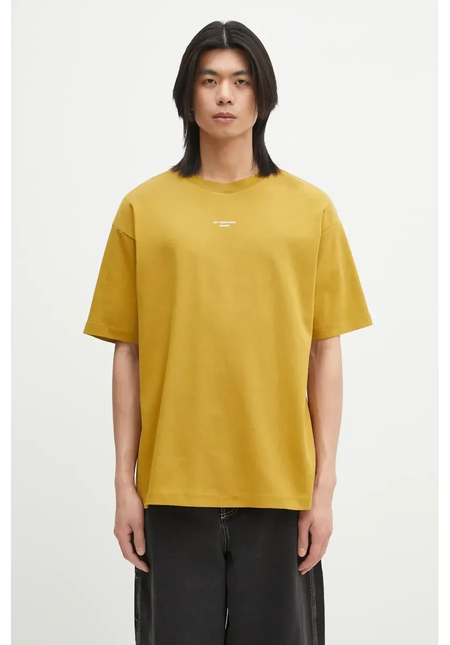 obrazek 1 Drôle de Monsieur t-shirt bawełniany Le T-Shirt Slogan Classique męski kolor zielony gładki G-TS202-CO002-MS