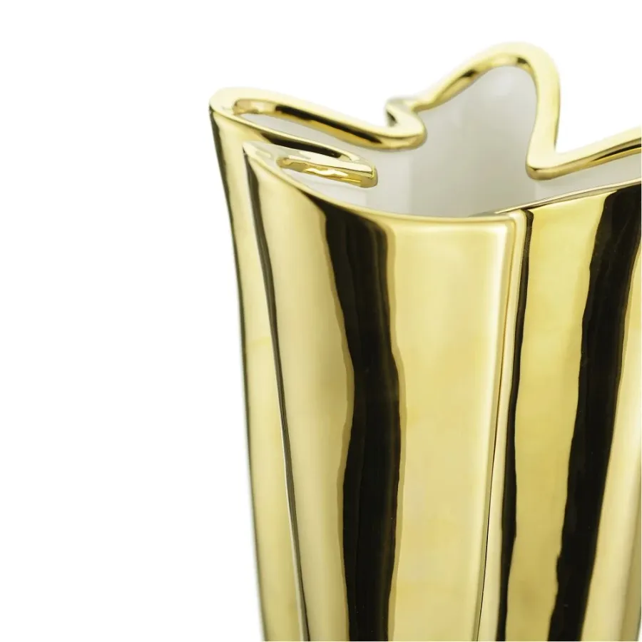 obrazek 3 Dekoracyjny ceramiczny wazon o falistym kształcie H.29xL.22xD.Int.16 cm