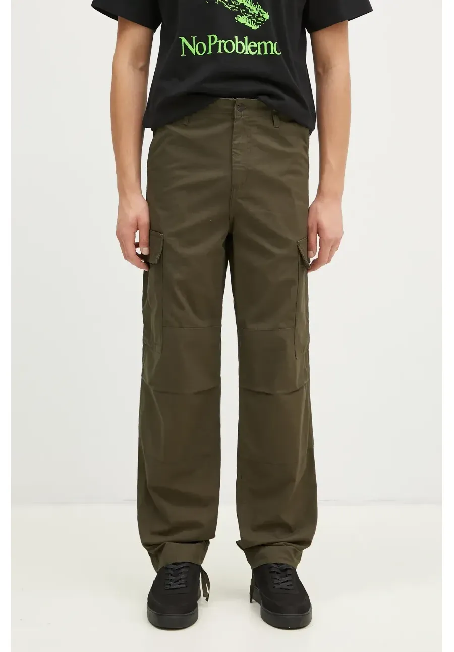 obrazek 1 Carhartt WIP spodnie bawełniane Regular Cargo Pant kolor zielony proste I032467.6302