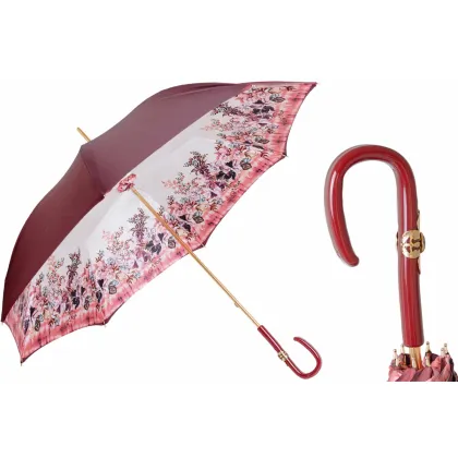 Zdjęcie Stylowy parasol damski w stylu vintage w kolorze burgundowym – Pasotti
