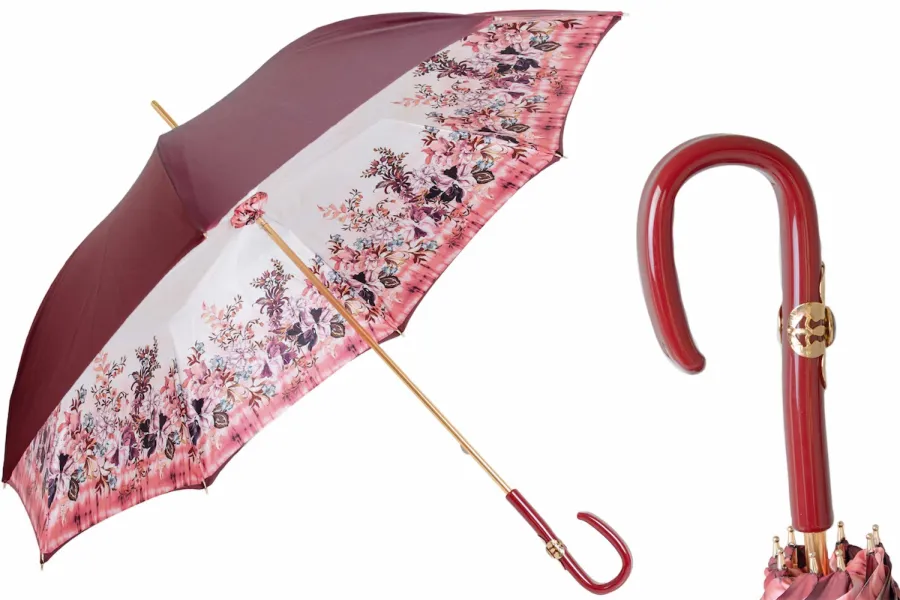 obrazek 1 Stylowy parasol damski w stylu vintage w kolorze burgundowym – Pasotti