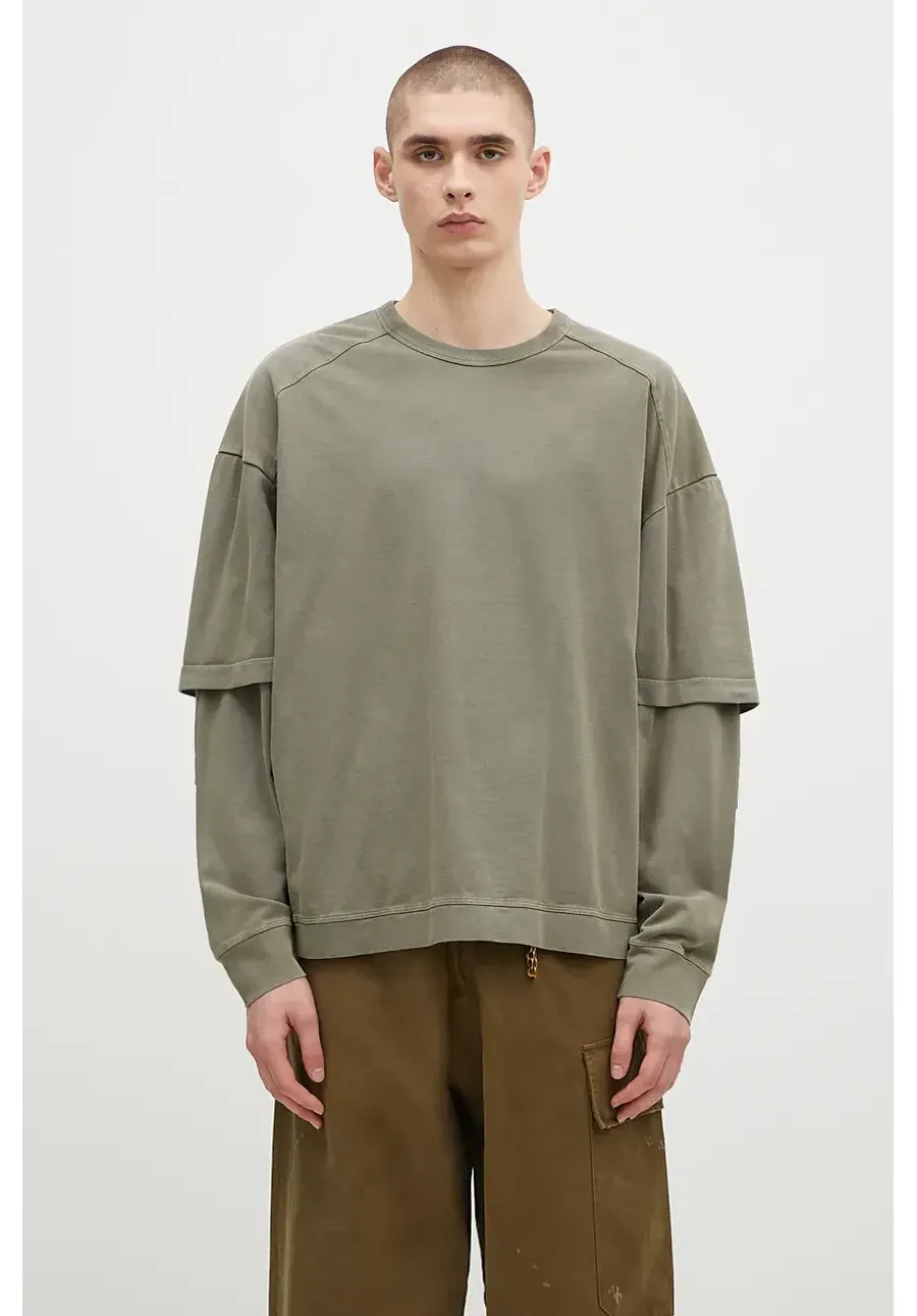 obrazek 1 DARKPARK longsleeve bawełniany Theo kolor zielony gładki MJE08.JTS01.W615