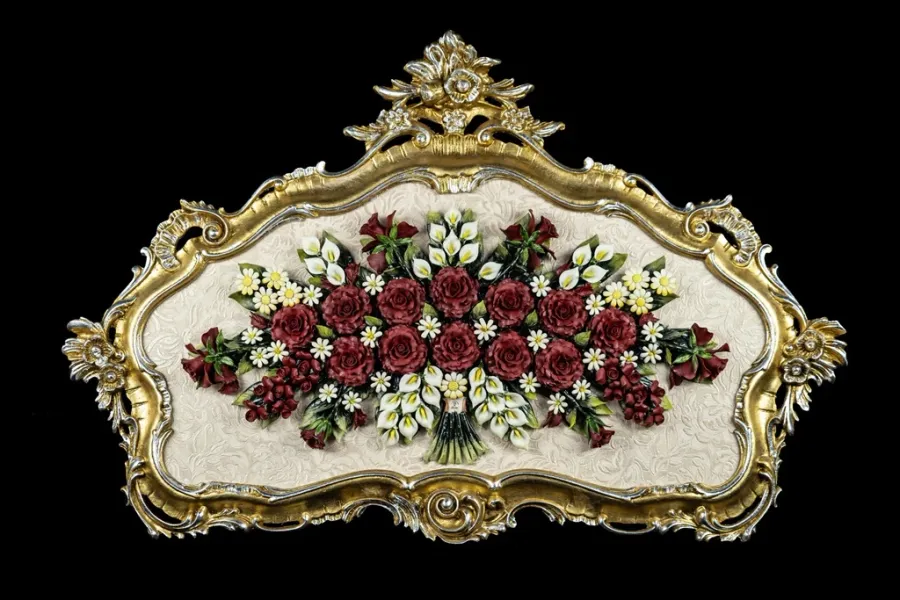 obrazek 1 Zajwiskowy porcelanowy obraz z kwiatami z Włoch