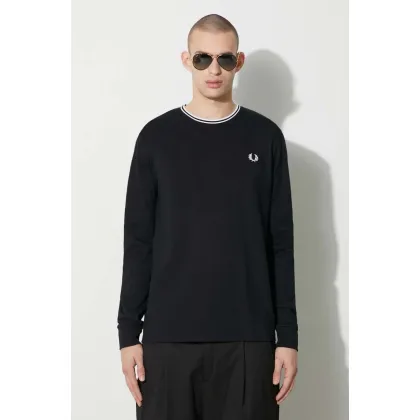 Zdjęcie Fred Perry longsleeve bawełniany kolor czarny z aplikacją M9602.102