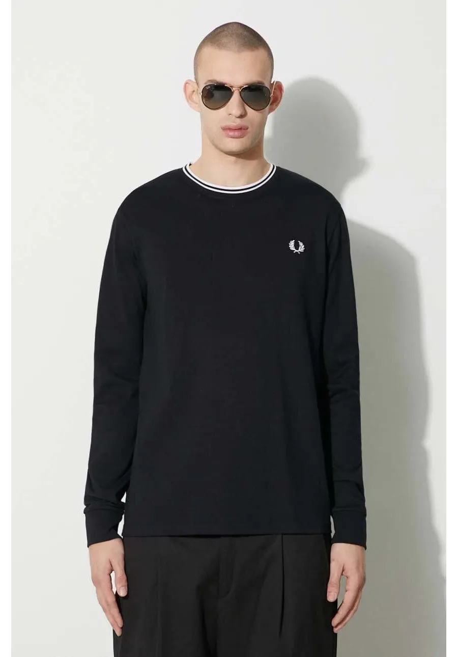 obrazek 1 Fred Perry longsleeve bawełniany kolor czarny z aplikacją M9602.102