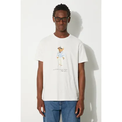 Zdjęcie Polo Ralph Lauren t-shirt bawełniany męski kolor biały z nadrukiem
