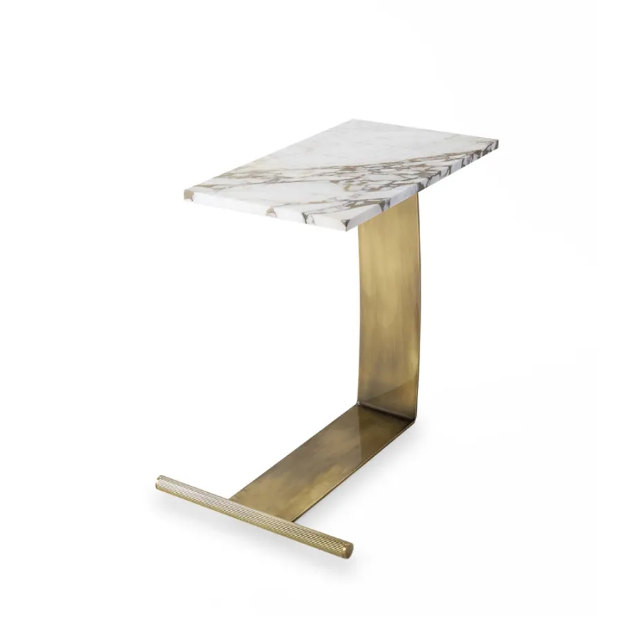 obrazek 7 Prostokątny stolik kawowy ze szczotkowanego metalu H.62xL.50xP.60 cm