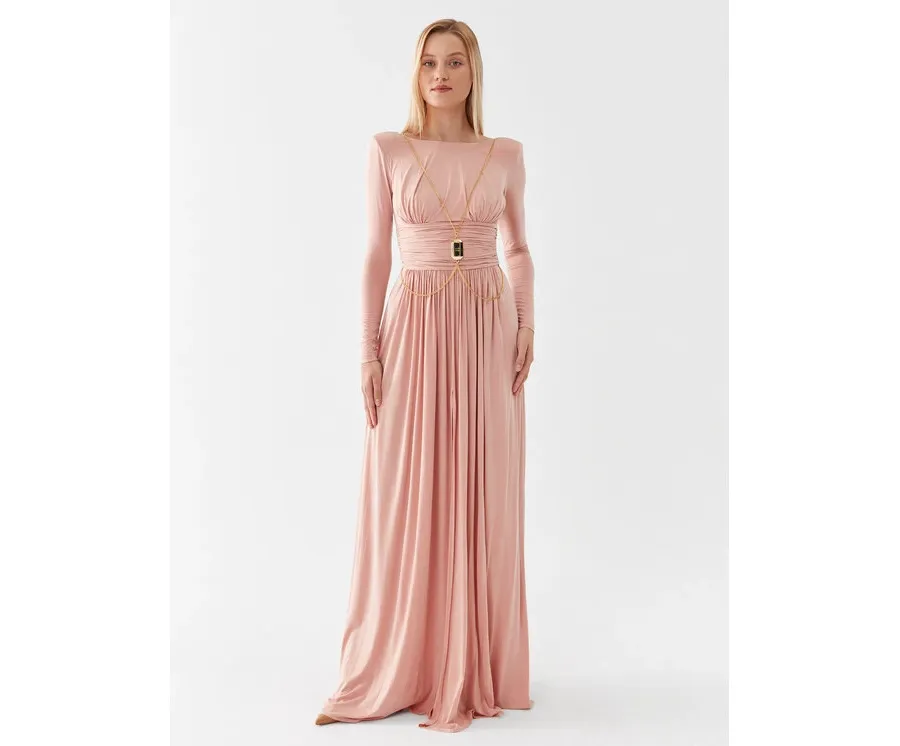 obrazek 1 Elisabetta Franchi Sukienka wieczorowa AB-399-36E2-V800 Różowy Regular Fit