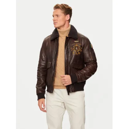 Zdjęcie Aeronautica Militare Kurtka skórzana 242PN952PL147 Brązowy Regular Fit