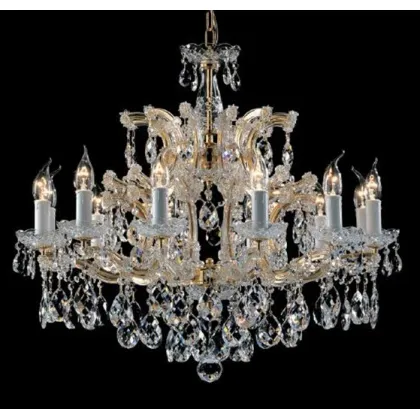 Zdjęcie Żyrandol Mariateresa z pozłacaną metalową ramą pokrytą szklanymi ramionami i przezroczystymi kryształowymi zawieszkami - Il Paralume Marina