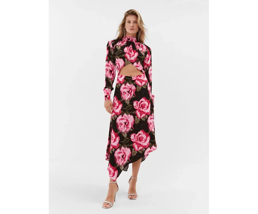 obrazek 1 ROTATE Sukienka koktajlowa Jacquard Midi 1112502840 Kolorowy Regular Fit