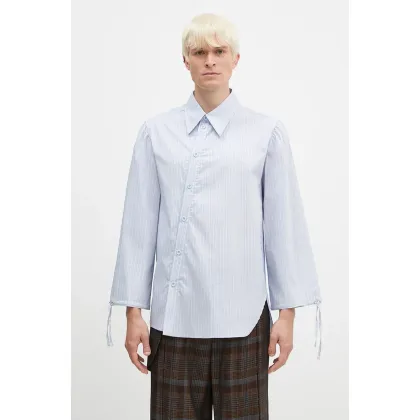 Zdjęcie Andersson Bell koszula Bouquet Stripe Asymmetric Shirt męska kolor niebieski relaxed z kołnierzykiem klasycznym atb1140m
