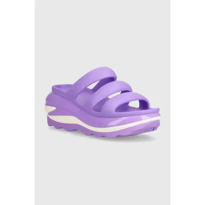 Zdjęcie Crocs klapki Mega Crush Triple Strap damskie kolor fioletowy na platformie 209842