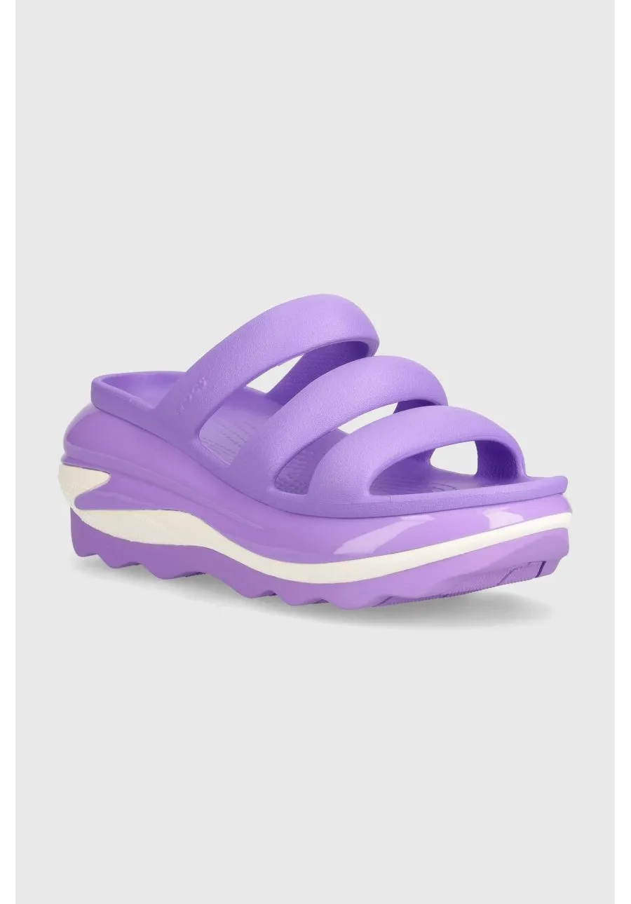 obrazek 1 Crocs klapki Mega Crush Triple Strap damskie kolor fioletowy na platformie 209842