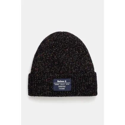 Zdjęcie Barbour czapka kolor granatowy z grubej dzianiny MHA0863