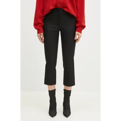 Zdjęcie Kenzo spodnie wełniane damskie kolor czarny dopasowane medium waist FF52PA0939RA.99
