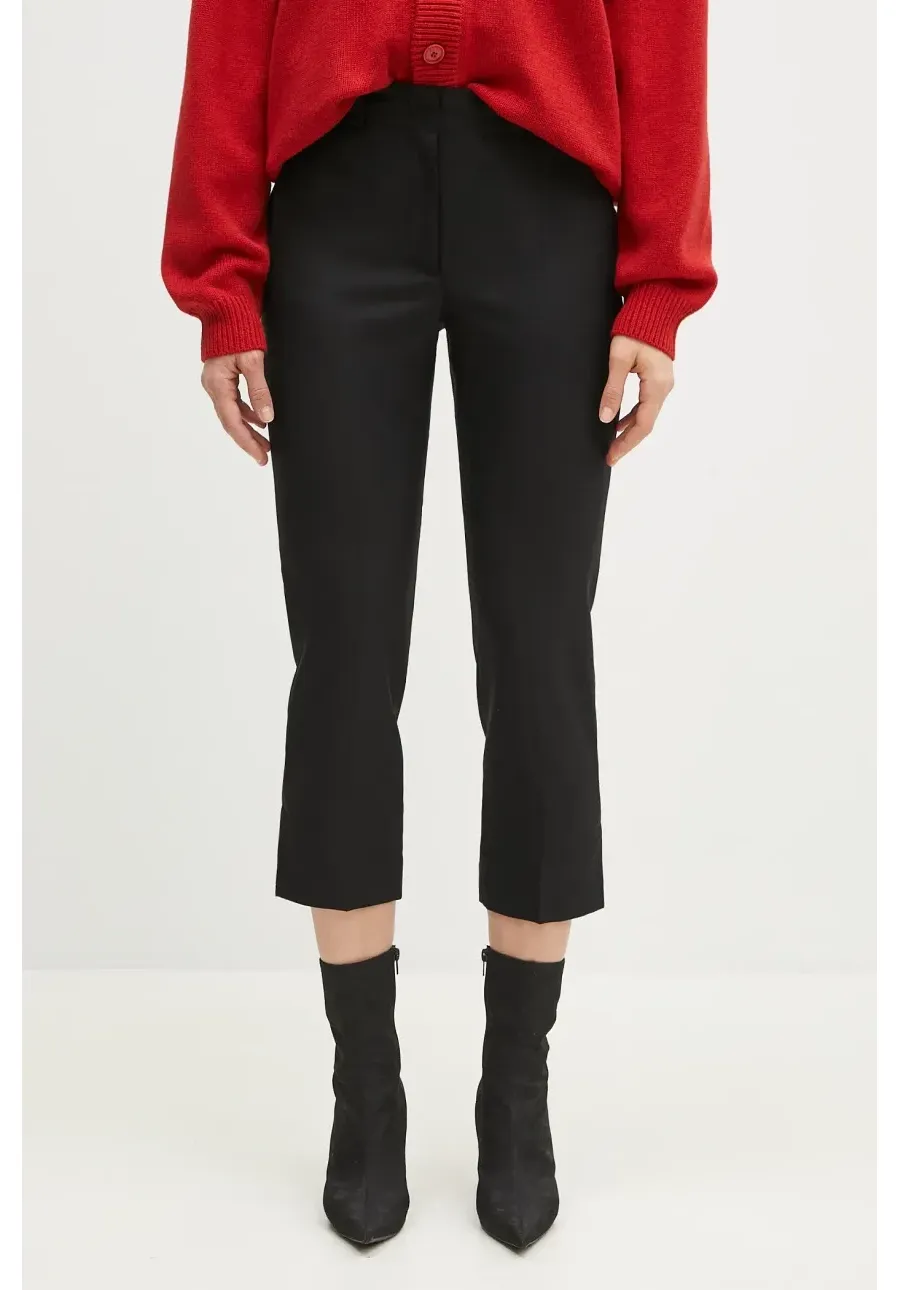 obrazek 1 Kenzo spodnie wełniane damskie kolor czarny dopasowane medium waist FF52PA0939RA.99