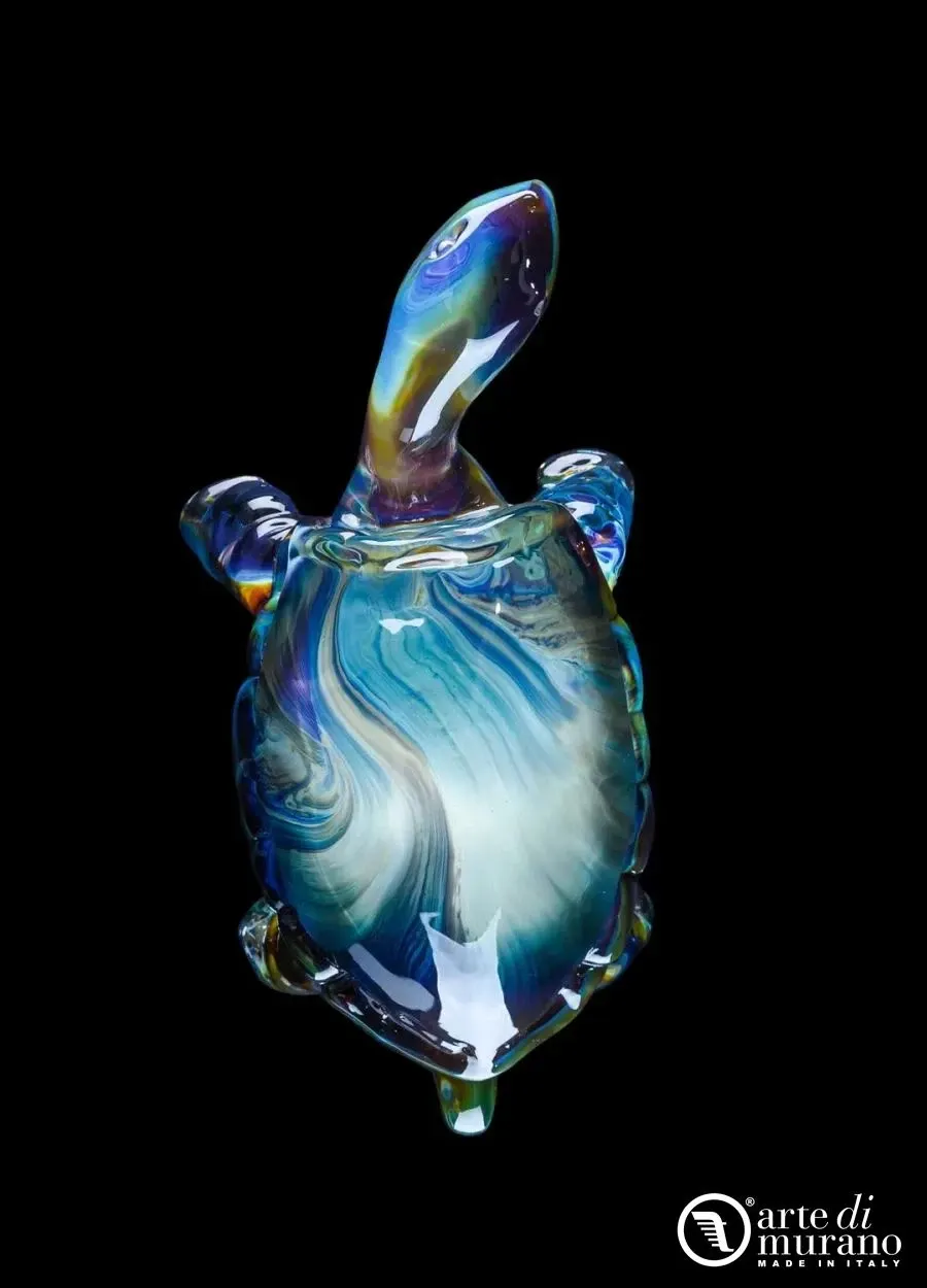 obrazek 1 Designerska rzeźba żółw w chalcedonie ze szkła Murano rozmiar s