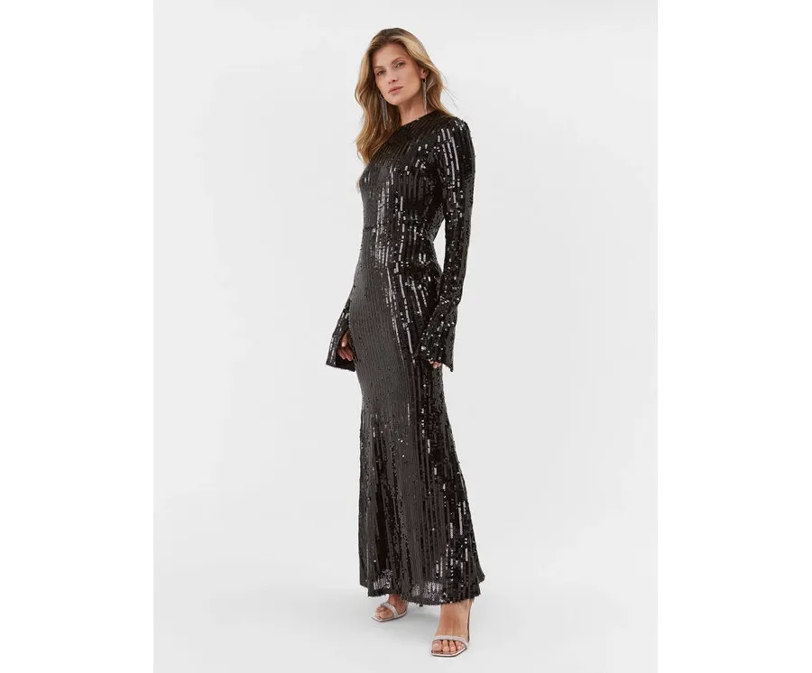 obrazek 1 ROTATE Sukienka wieczorowa Sequin 111349100 Czarny Slim Fit