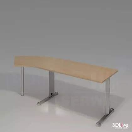 Zdjęcie Eleganckie Biurko na metalowym stelażu. Blat lekko wyprofilowany łukowato o głębokości 90 cm - Biuro Serwis