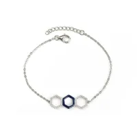Picture Rhodium-plated silver bracelet, finished with white zircons and blue enamel