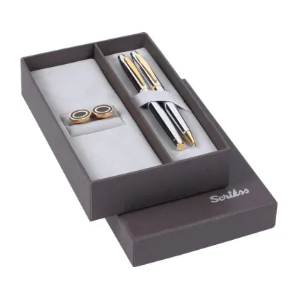 Zdjęcie Wyjątkowe pióro wieczne + pióro kulkowe + spinki do mankietów w eleganckim pudełku