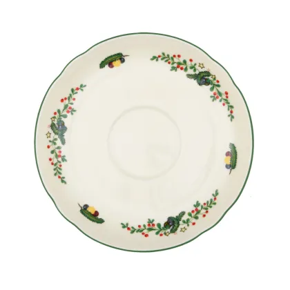 Zdjęcie Mały porcelanowy spodek 15 cm zdobiony świątecznym motywem - Seltmann Weiden