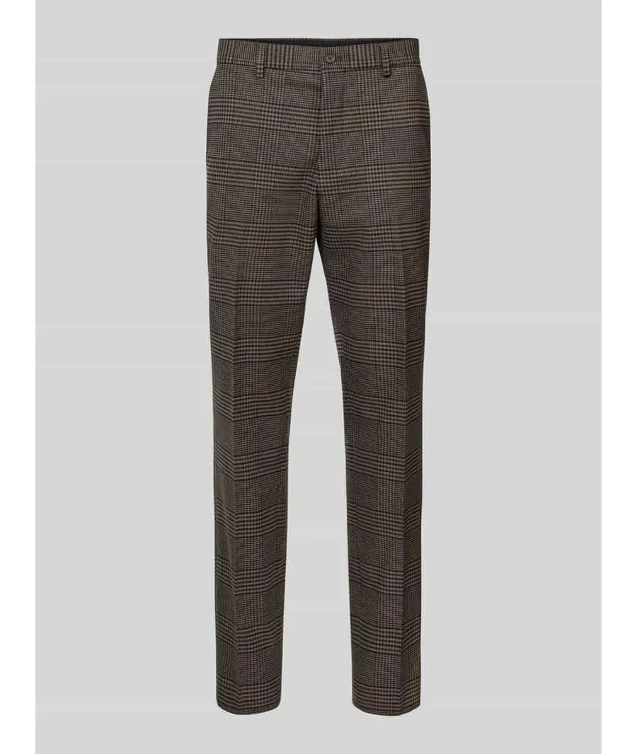 obrazek 1 Spodnie do garnituru o kroju slim fit z flaneli ze wzorem w kratę model ‘S.O PURE’