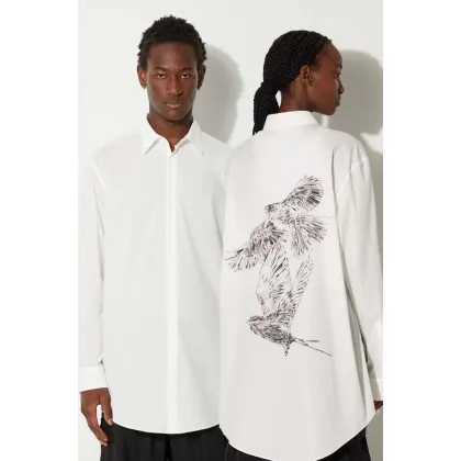 Zdjęcie Y-3 koszula Graphic Shirt kolor biały relaxed z kołnierzykiem klasycznym JE9273