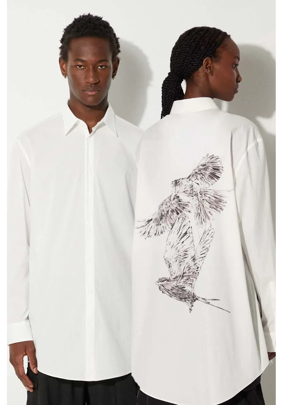 obrazek 1 Y-3 koszula Graphic Shirt kolor biały relaxed z kołnierzykiem klasycznym JE9273