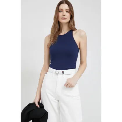 Zdjęcie Polo Ralph Lauren top bawełniany kolor granatowy