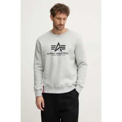 Zdjęcie Alpha Industries bluza Basic Sweater męska kolor szary z nadrukiem 178302 17 178302.17