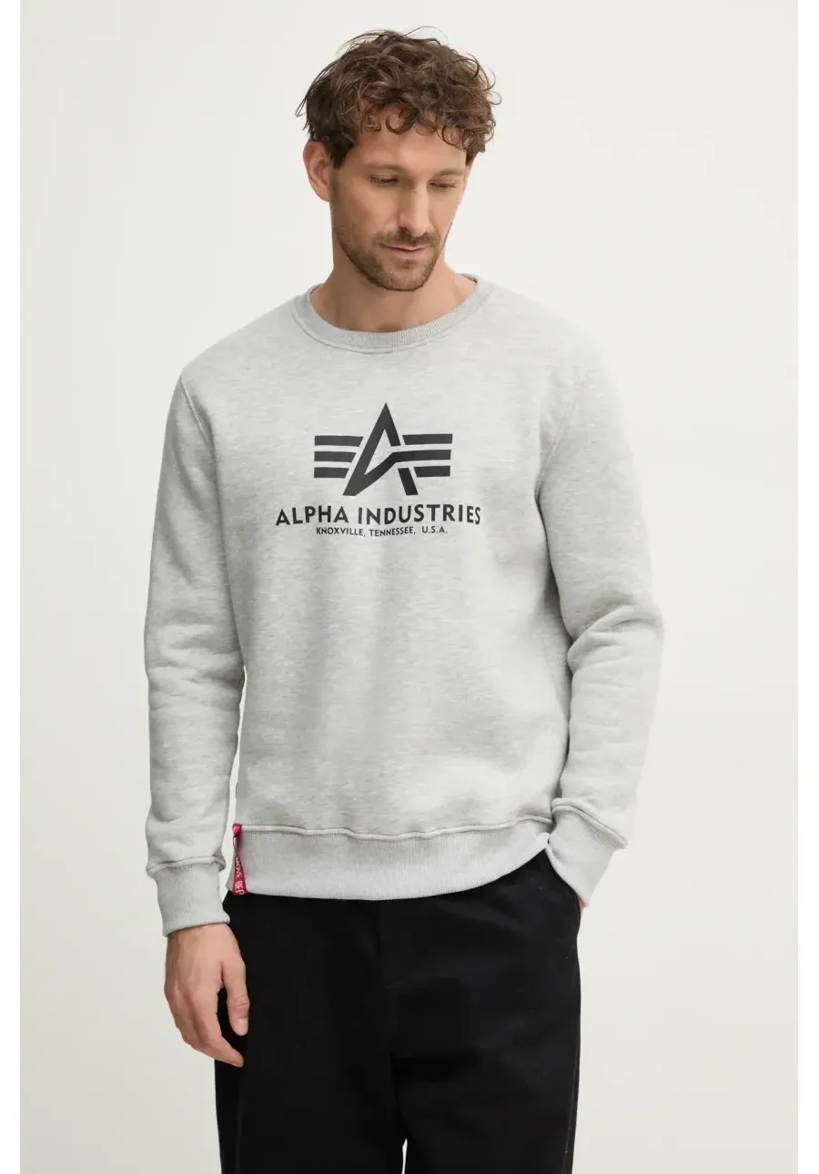 obrazek 1 Alpha Industries bluza Basic Sweater męska kolor szary z nadrukiem 178302 17 178302.17